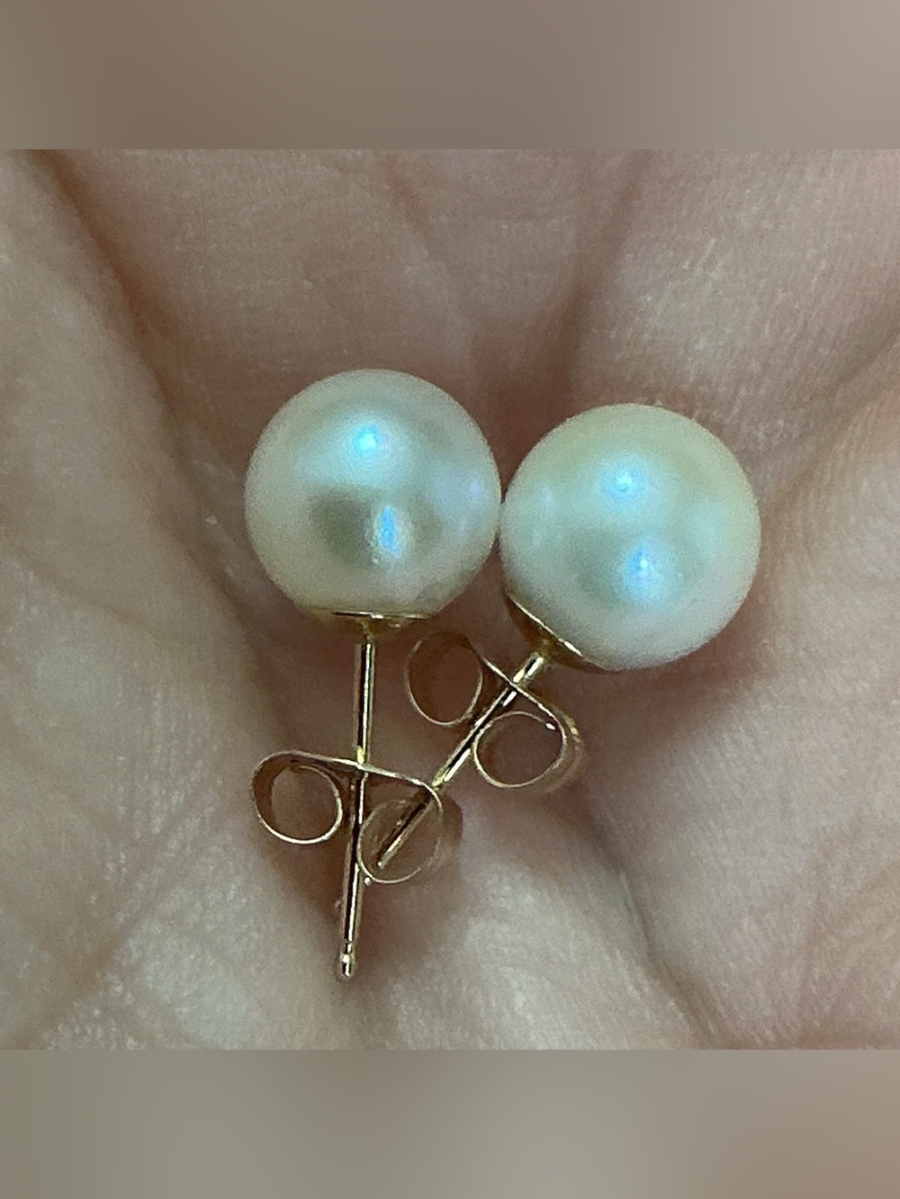 14K 7 mm Pearl Stud Earrings Minimalist Bridal Elegant Classy